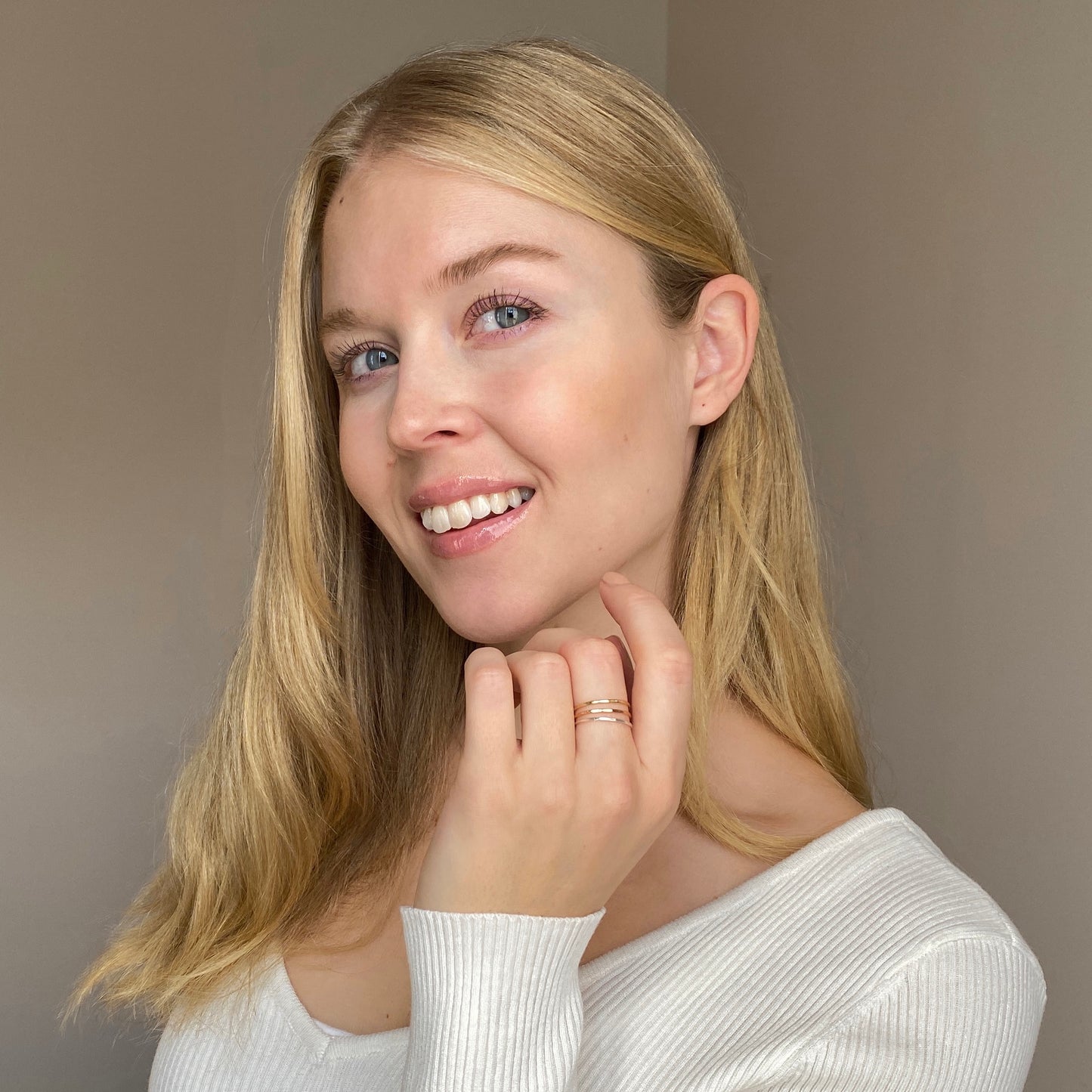 Simple Hammered Ring - Sterling Silver, Gold, Rose Gold Fill