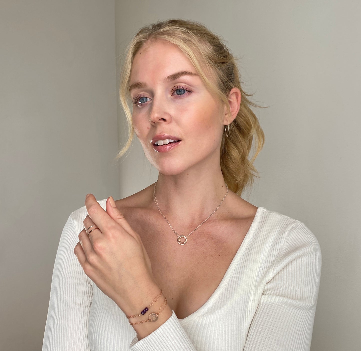 Double Circle Necklace - Silver, Gold, Rose Gold