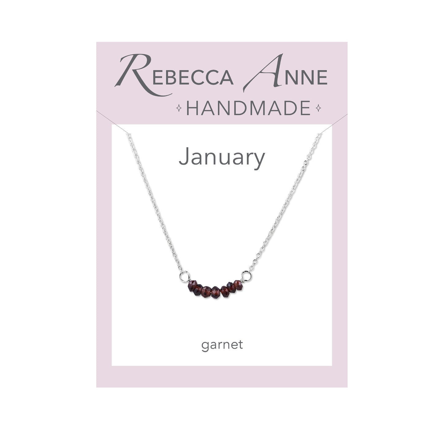Sterling SIlver Garnet January Birthstone Bar Necklace