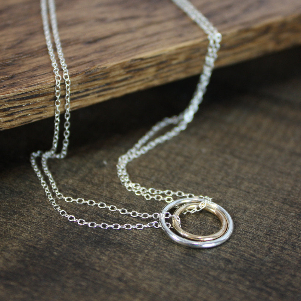 Double Circle Necklace - Silver, Gold, Rose Gold