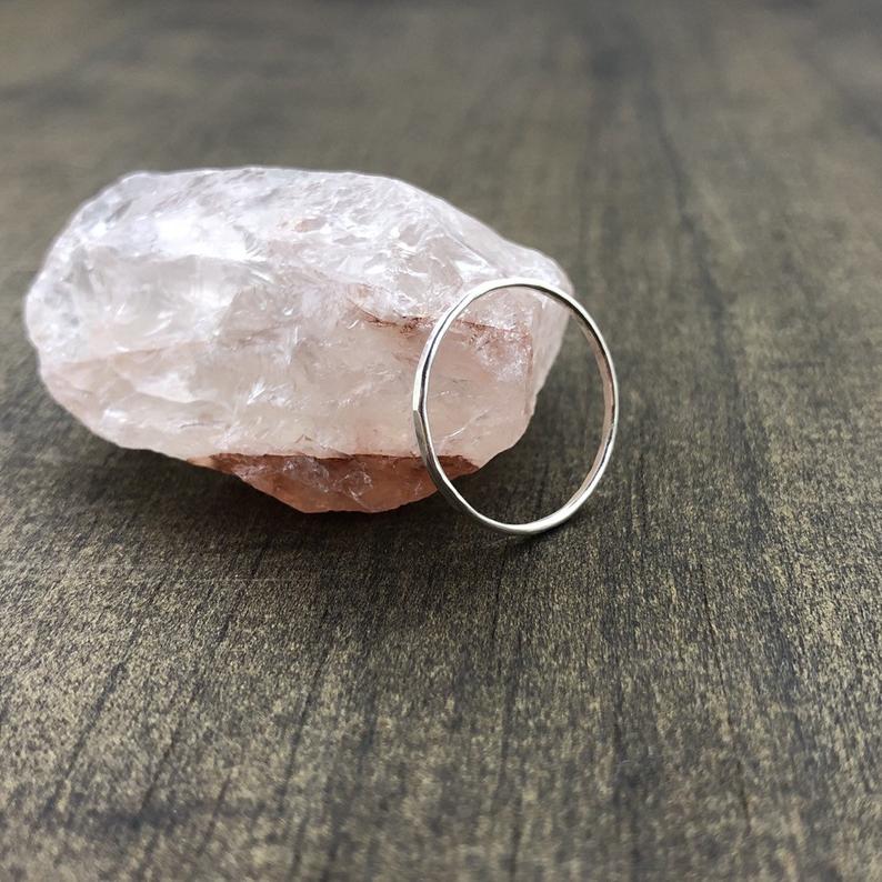 Simple Hammered Ring - Sterling Silver, Gold, Rose Gold Fill
