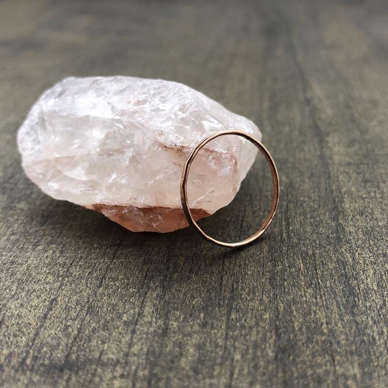 Simple Hammered Ring - Sterling Silver, Gold, Rose Gold Fill
