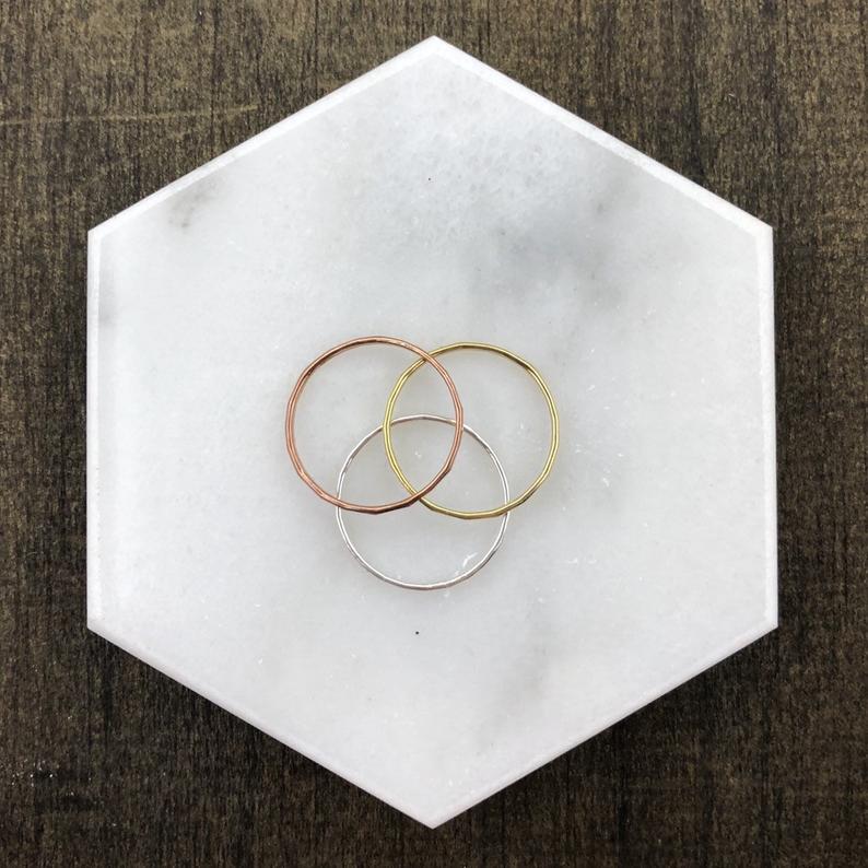 Simple Hammered Ring - Sterling Silver, Gold, Rose Gold Fill