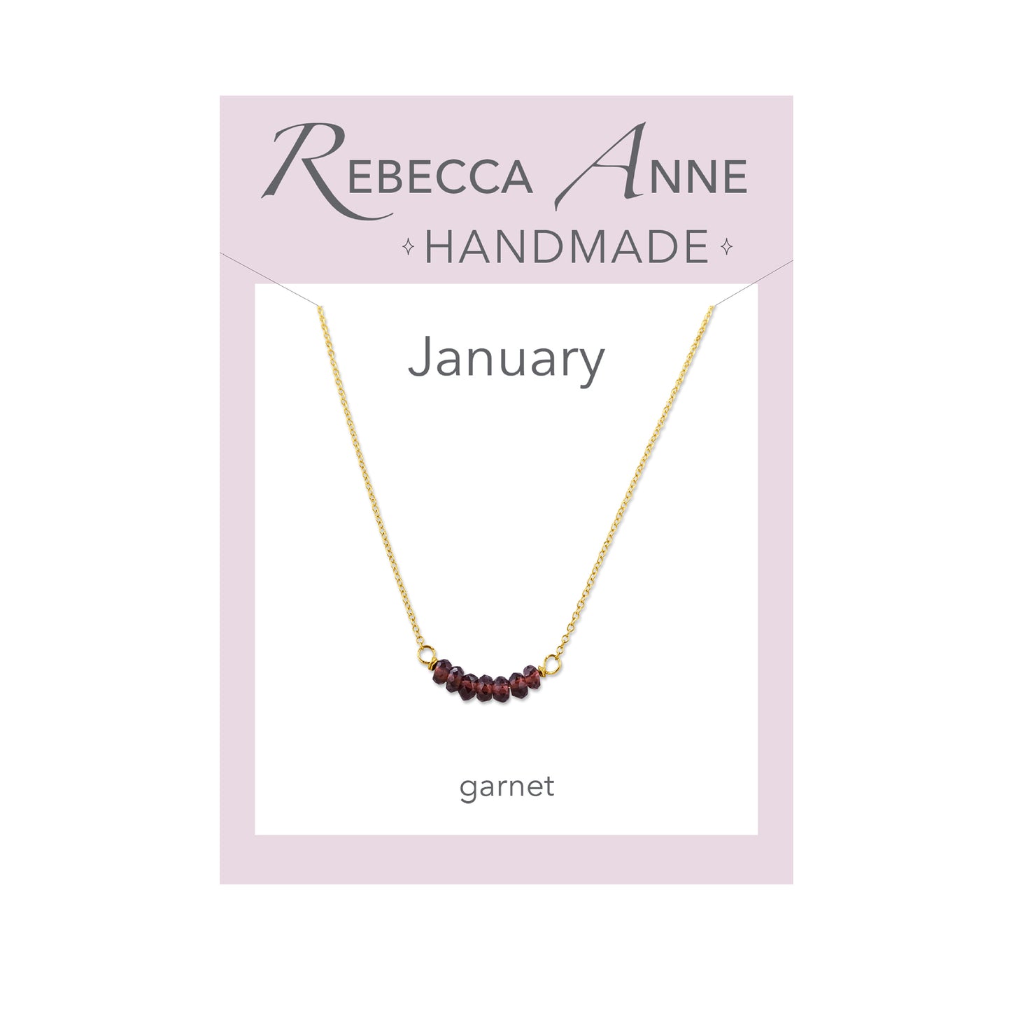 Garnet Gold January Birthstone Bar Necklace