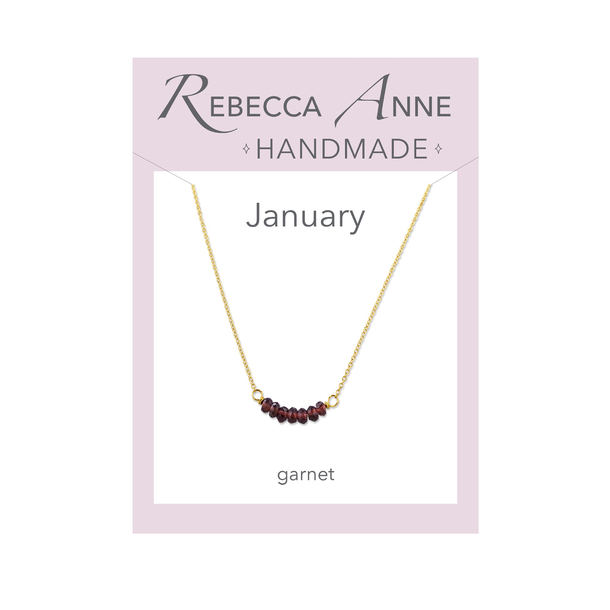 Garnet Gold January Birthstone Bar Necklace