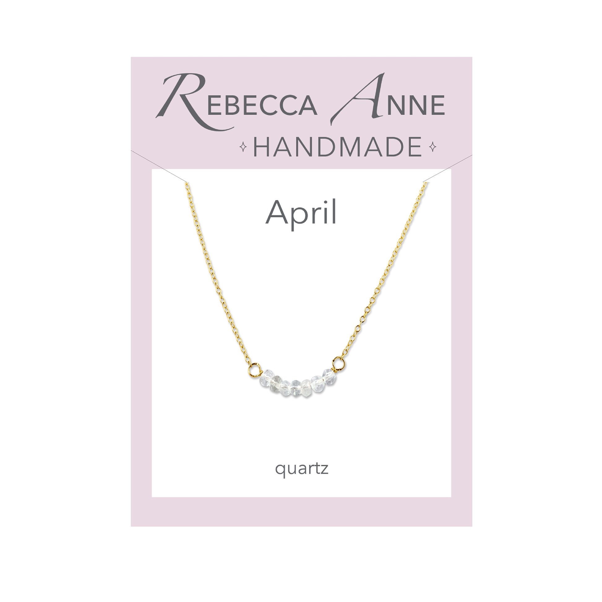 Quartz Gold April Birthstone Bar Necklace
