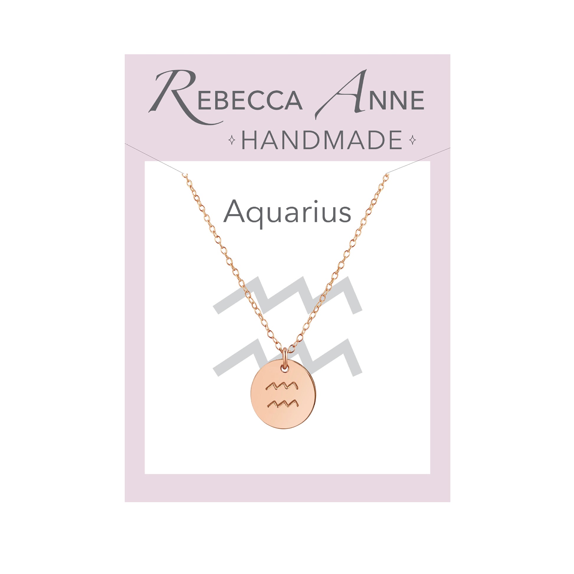 Rose Gold Zodiac Necklace Handmade Stamped Astrological Sign
