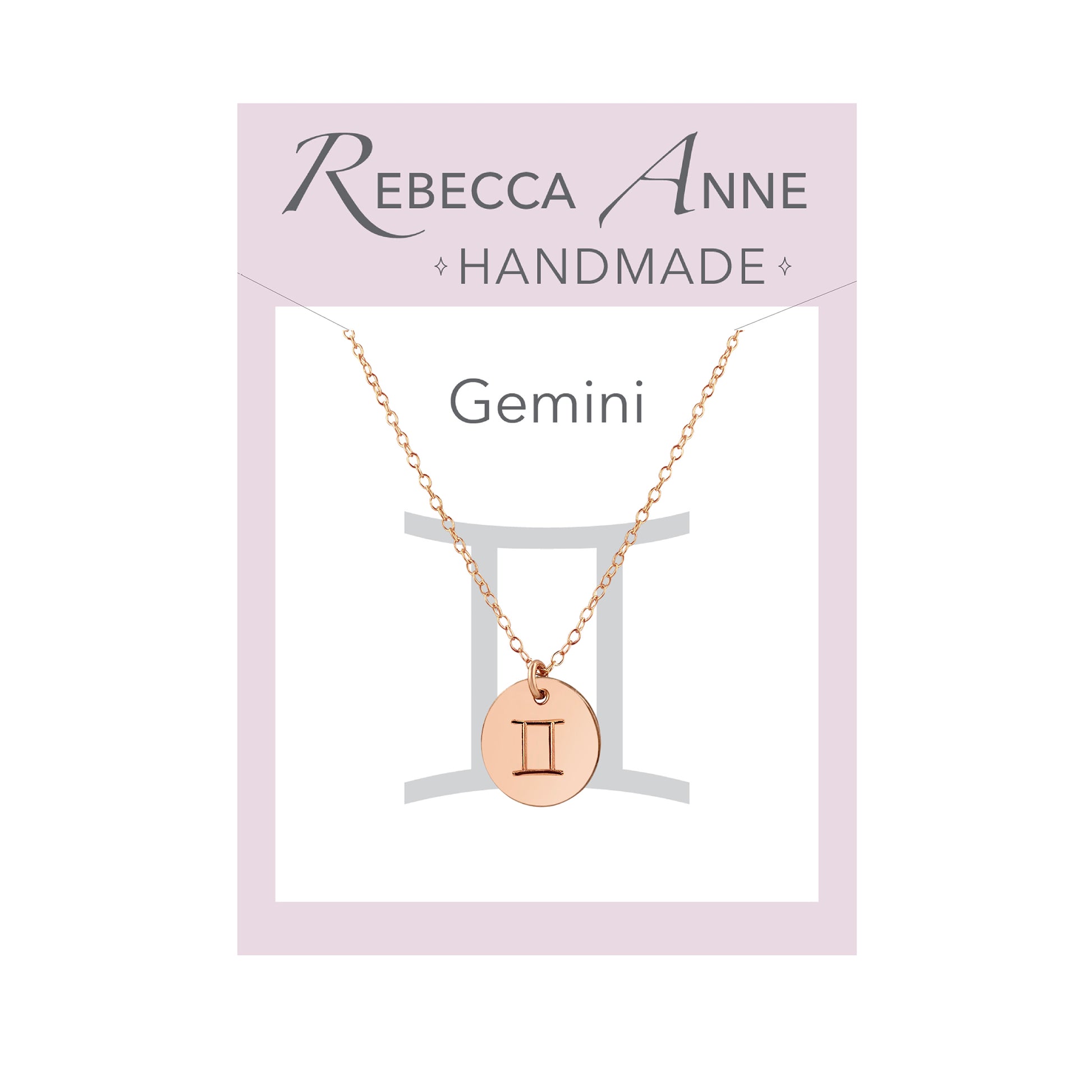 Rose Gold Zodiac Necklace Handmade Stamped Astrological Sign